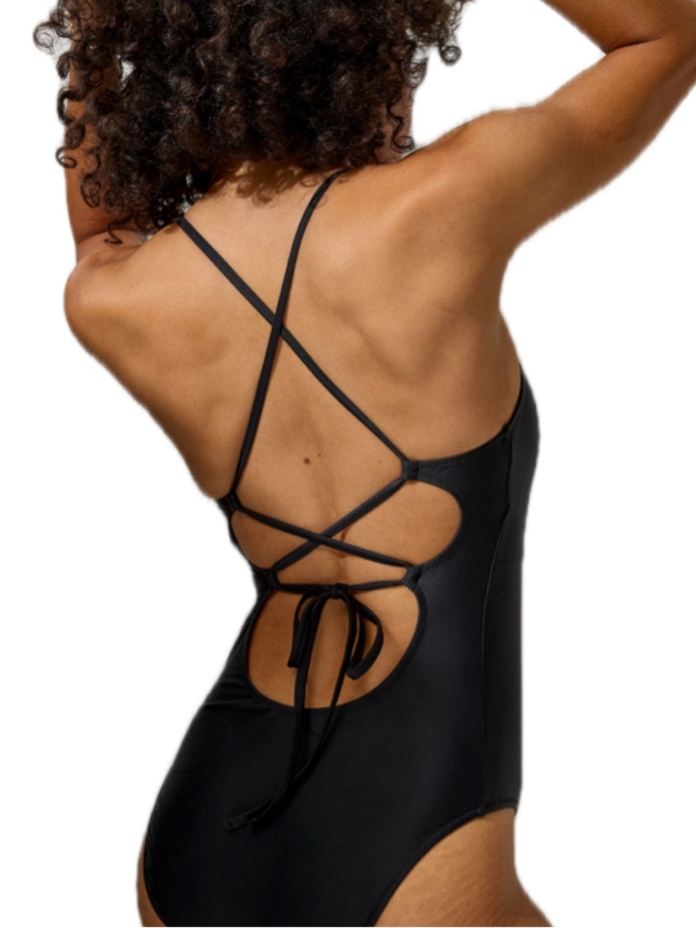 aerie Black Strappy One-Piece Swimsuit- size XL Long